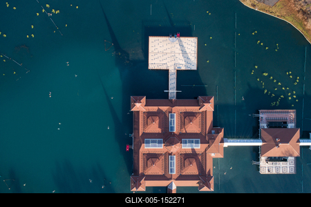 Aerial photo of thermal lake in Heviz, Hungary-stock-foto