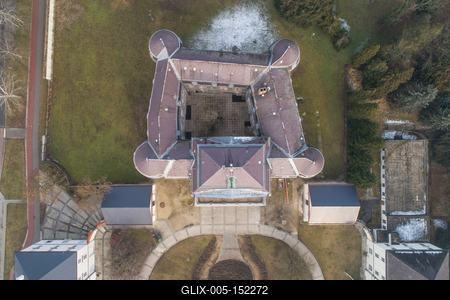 Aerial photo of Batthyany castle, Kormend-stock-foto