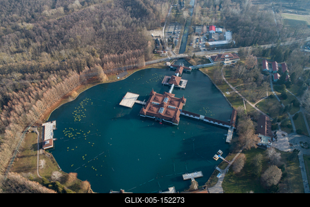 Aerial photo of thermal lake in Heviz, Hungary-stock-foto