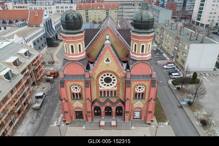 Aerial photo of Synagogue in Zalaegerszeg-stock-foto