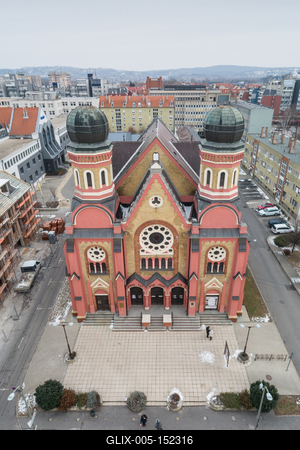 Aerial photo of Synagogue in Zalaegerszeg-stock-foto