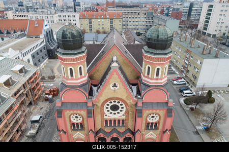 Aerial photo of Synagogue in Zalaegerszeg-stock-foto