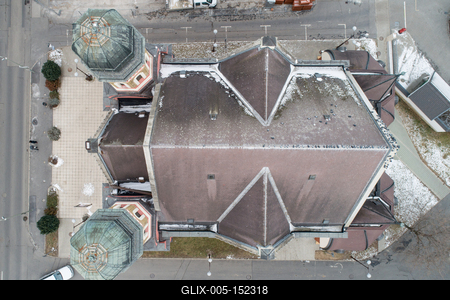 Aerial photo of Synagogue in Zalaegerszeg-stock-foto