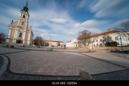 Church at Szekszard, Bela ter, long exposure photo-stock-foto