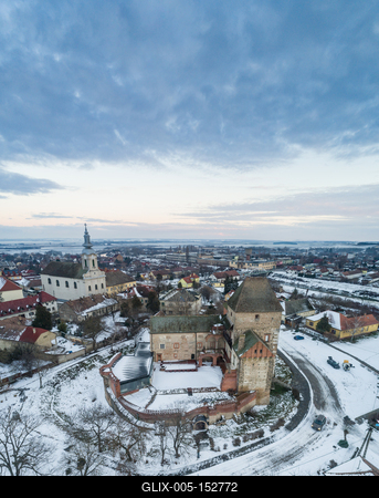 Panoramic view of Simontornya at winter-stock-foto