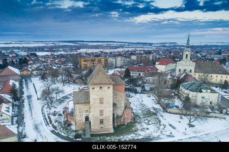 Panoramic view of Simontornya at winter-stock-foto