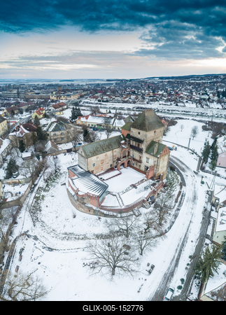 Panoramic view of Simontornya at winter-stock-foto