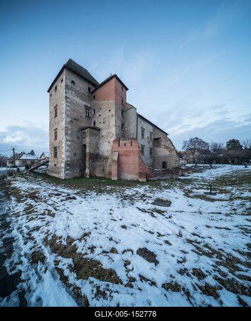 Panoramic view of Simontornya at winter-stock-foto