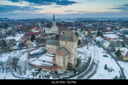 Panoramic view of Simontornya at winter-stock-foto