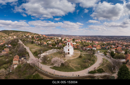 Chapel in Havihegy, Pecs, Hungary with the Tree of the Year-stock-foto