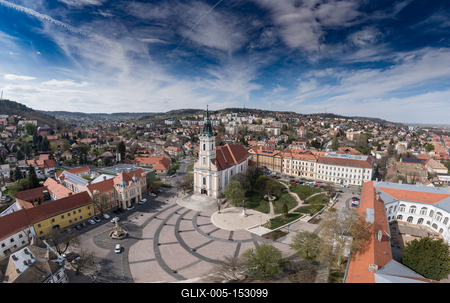 Bird eye view of Szekszard, Bela square-stock-foto
