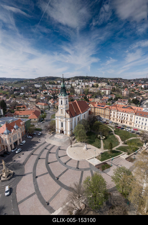 Bird eye view of Szekszard, Bela square-stock-foto