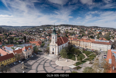 Bird eye view of Szekszard, Bela square-stock-foto