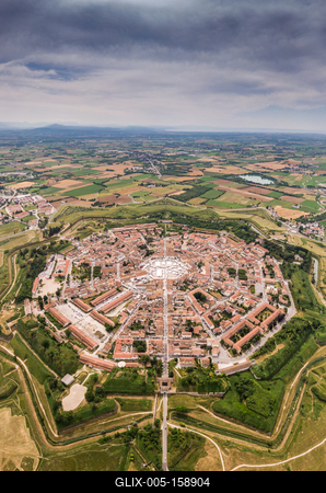 Palmanova city panoramic aerial view. Friuli Venezia Giulia, Italy.-stock-foto