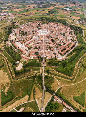 Palmanova city panoramic aerial view. Friuli Venezia Giulia, Italy.-stock-foto