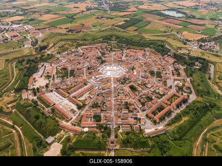 Palmanova city panoramic aerial view. Friuli Venezia Giulia, Italy.-stock-foto
