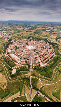Palmanova city panoramic aerial view. Friuli Venezia Giulia, Italy.-stock-foto