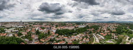 Panorama of Veszprem with cloudy sky-stock-foto