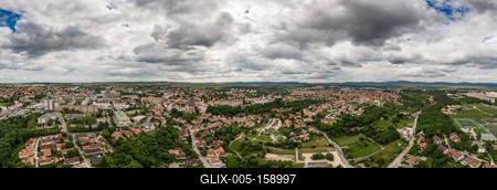 Panorama of Veszprem with cloudy sky-stock-foto