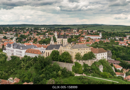 Castle of Veszprem with cloudy sky-stock-foto