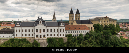 Castle of Veszprem with cloudy sky-stock-foto