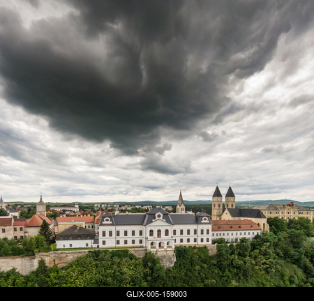 Castle of Veszprem with cloudy sky-stock-foto