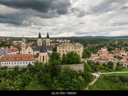 Castle of Veszprem with cloudy sky-stock-foto