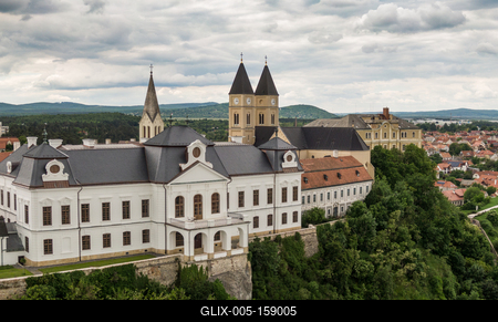 Castle of Veszprem with cloudy sky-stock-foto