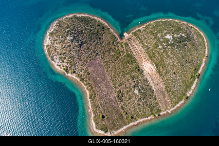 Heart shaped island of Galesnjak, aerial view, Dalmatia region of Croatia-stock-foto
