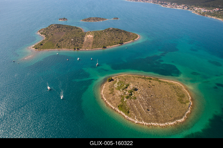 Heart shaped island of Galesnjak, aerial view, Dalmatia region of Croatia-stock-foto