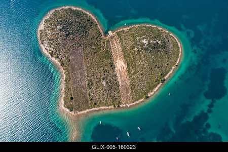Heart shaped island of Galesnjak, aerial view, Dalmatia region of Croatia-stock-foto