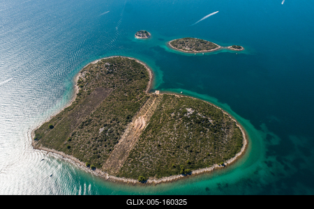 Heart shaped island of Galesnjak, aerial view, Dalmatia region of Croatia-stock-foto