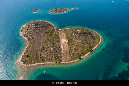 Heart shaped island of Galesnjak, aerial view, Dalmatia region of Croatia-stock-foto