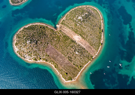Heart shaped island of Galesnjak, aerial view, Dalmatia region of Croatia-stock-foto