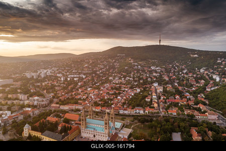 Bird eye view of beautiful Pecs-stock-foto