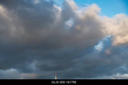 TV tower in Pecs, Hungary with cloudy sky-stock-foto