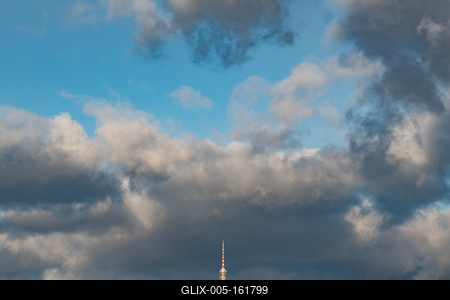TV tower in Pecs, Hungary with cloudy sky-stock-foto