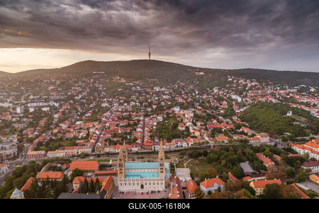 Bird eye view of beautiful Pecs-stock-foto