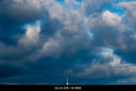 TV tower in Pecs, Hungary with cloudy sky-stock-foto
