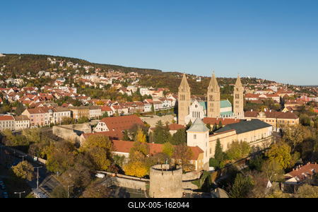 Pecs, Szekesegyhaz. Bird eye view-stock-foto