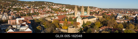 Pecs, Szekesegyhaz. Bird eye view-stock-foto