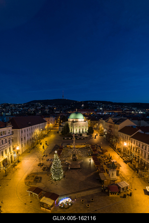 Aerial photo of Advent in Pecs, Hungary-stock-foto