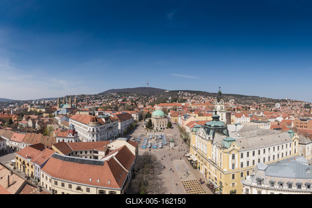 Bird eye view of Pecs, Hungary-stock-foto