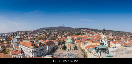 Bird eye view of Pecs, Hungary-stock-foto