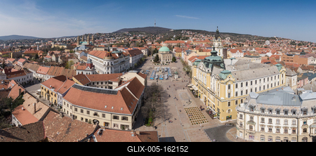 Bird eye view of Pecs, Hungary-stock-foto