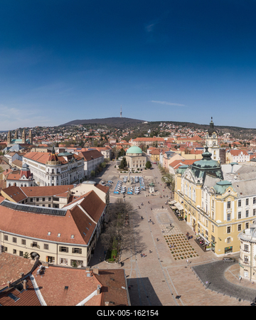 Bird eye view of Pecs, Hungary-stock-foto