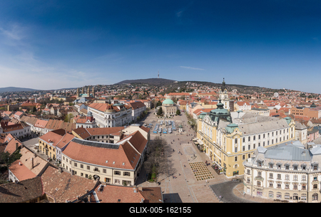 Bird eye view of Pecs, Hungary-stock-foto