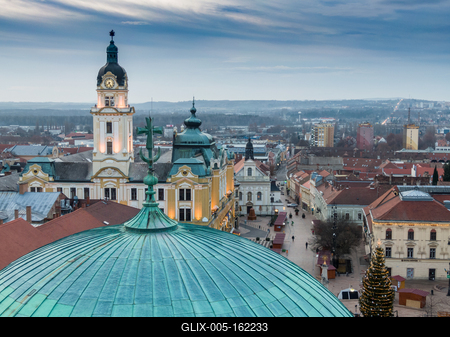 Aerial photo of Advent in Pecs, Hungary-stock-foto