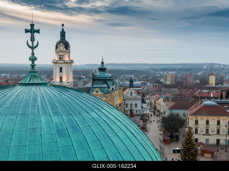 Aerial photo of Advent in Pecs, Hungary-stock-foto