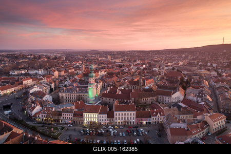 Aerial panorama of medieval Sopron with fire tower-stock-foto